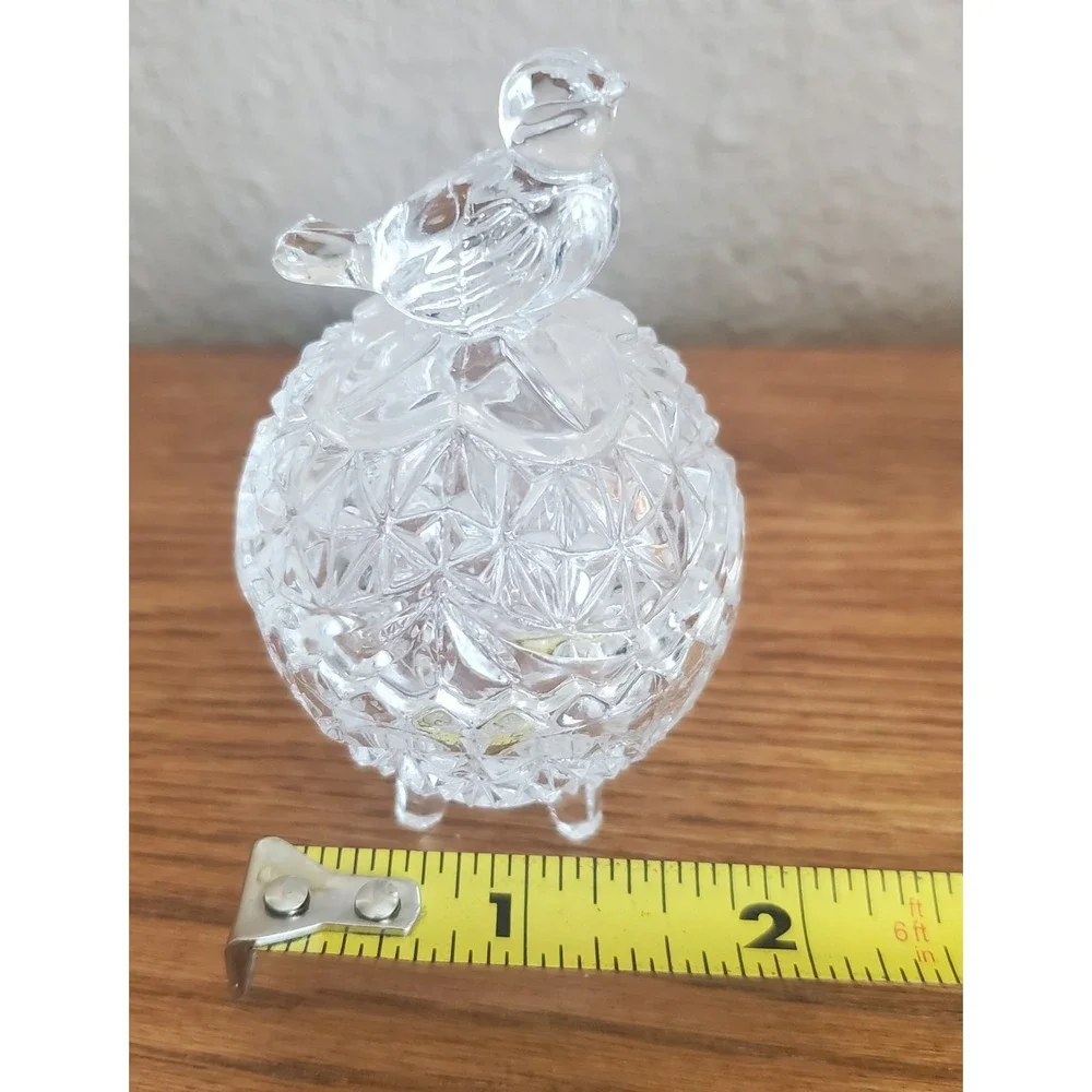 Vintage‎ Hofbauer The Byrdes Lead Crystal Footed Trinket Dish Egg Bird Mini EUC